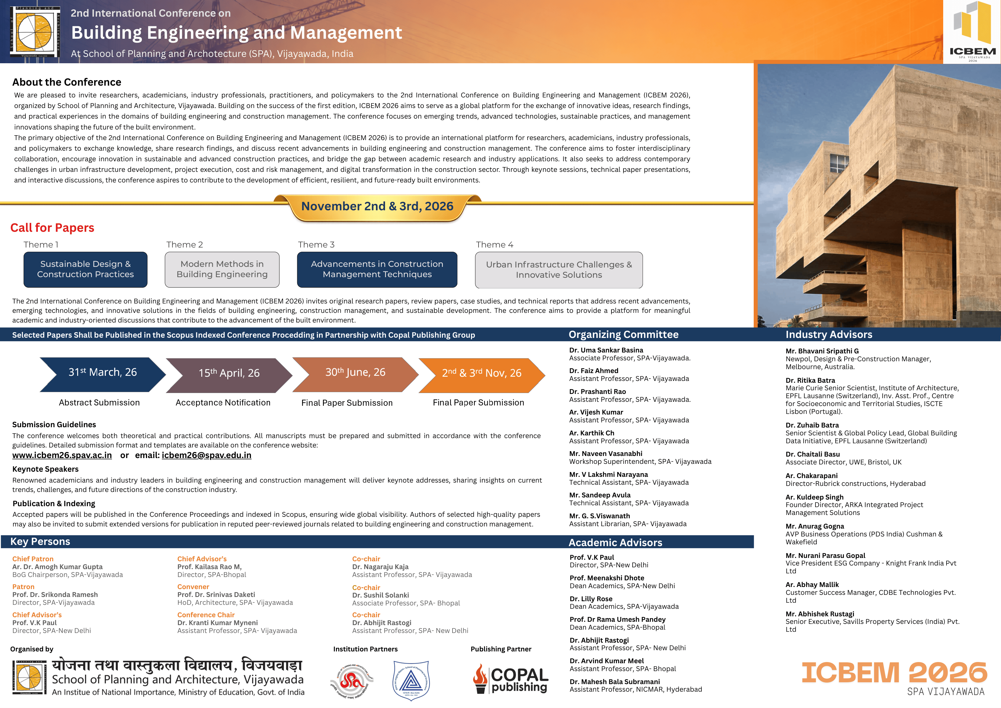 2nd International Conference on Building Engineering and Management (ICBEM 2026) – SPA Vijayawada