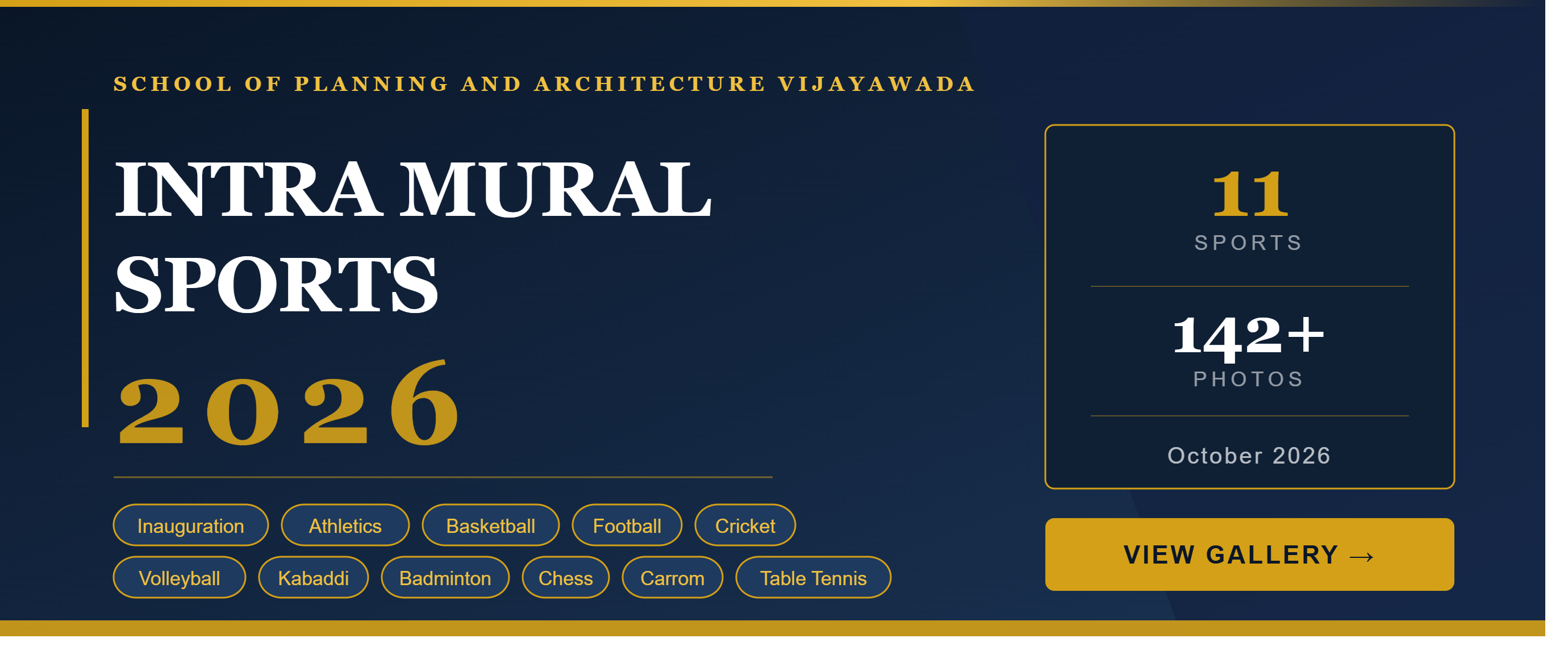 Intra Mural Sports 2026 — Inauguration, Athletics, Basketball, Cricket, Football, Kabaddi, Volleyball and more — 11 sports, 142+ photos at SPAV. Click to view the gallery.