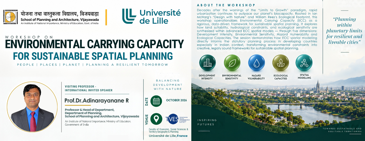 Workshop on Environmental Carrying Capacity for Sustainable Spatial Planning at SPA Vijayawada – October 2026